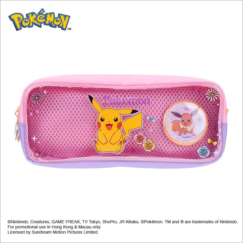 Pokemon雙拉鏈筆袋連徽章 PKM-8505-1