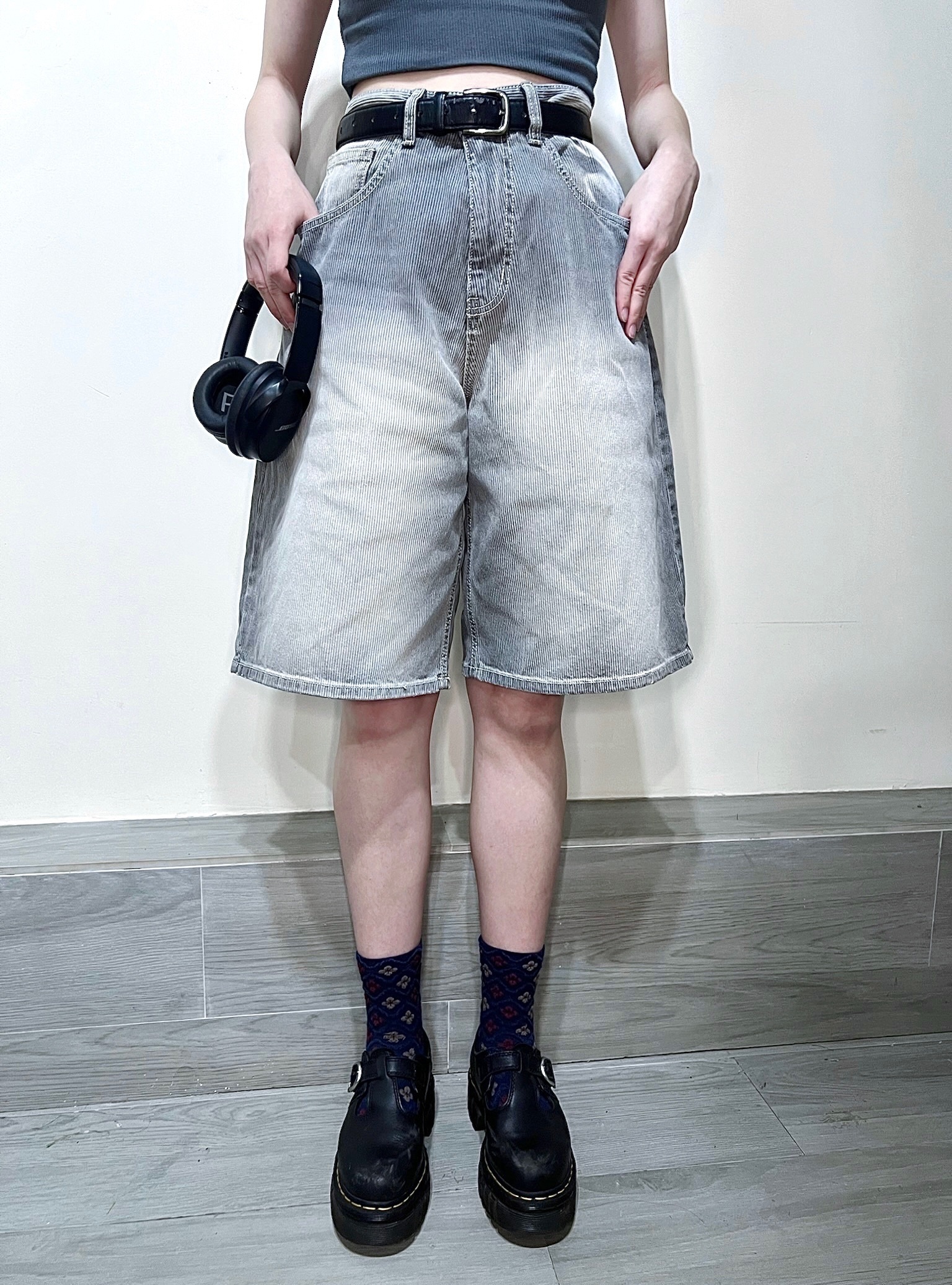 #ST001 寬鬆洗水A字中褲