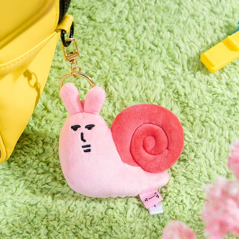 粉紅兔子蝸牛絨毛吊飾
