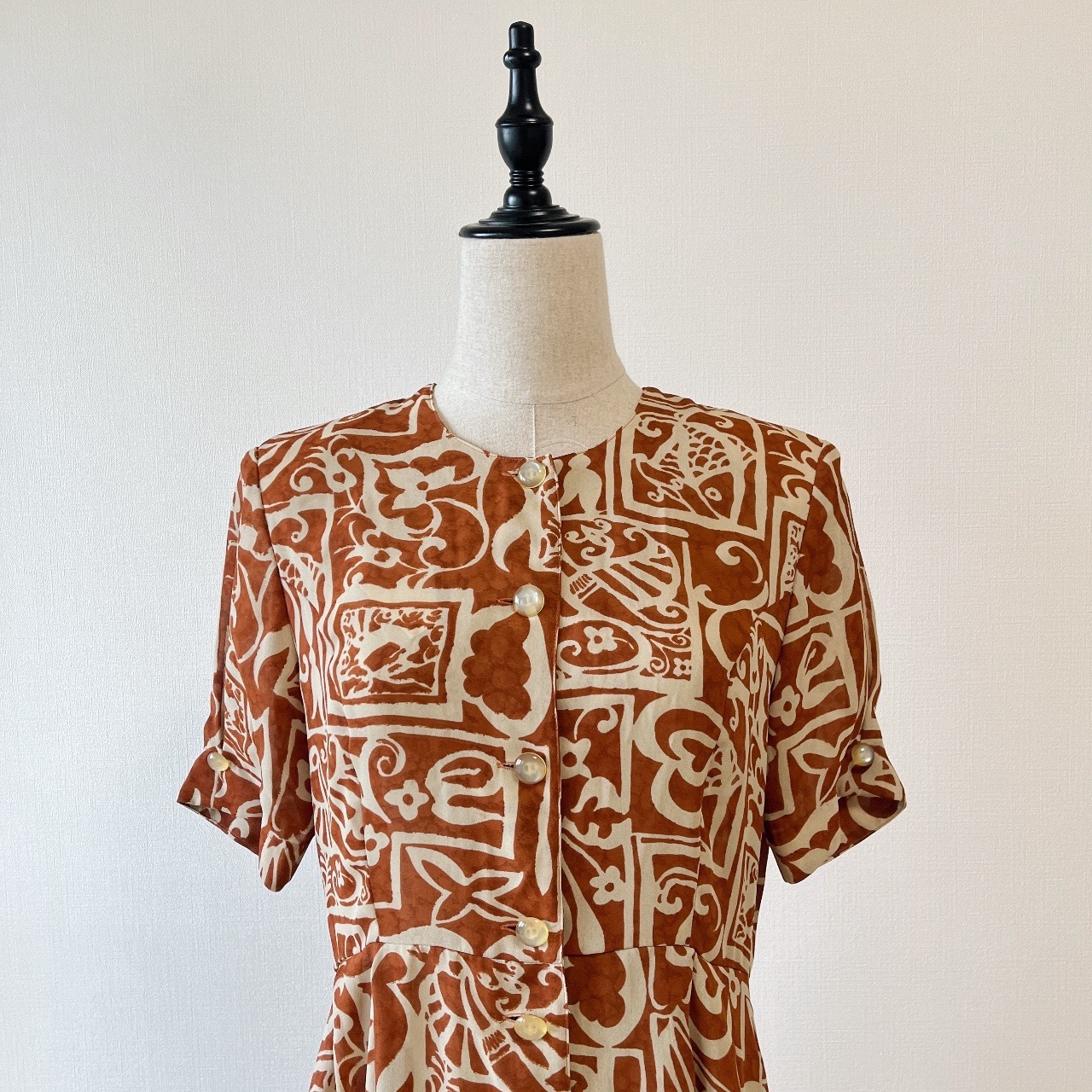 橙色大花古著連身裙