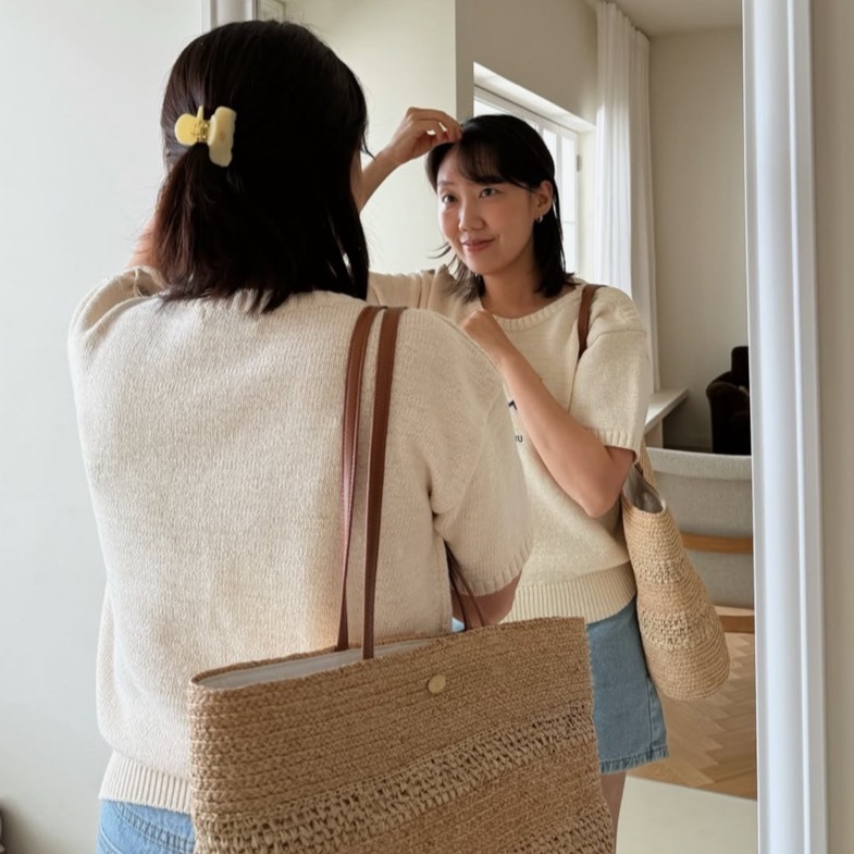 <黑五特價> Depound 小金標海灘編織大托特包