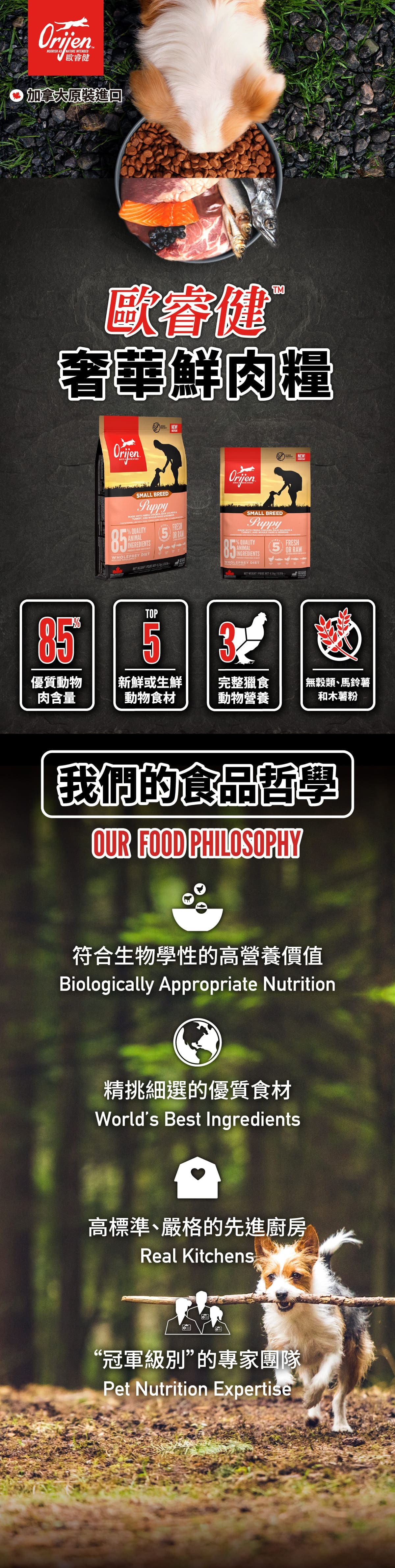 歐睿健-Orijen-小型幼犬-無穀-狗飼料