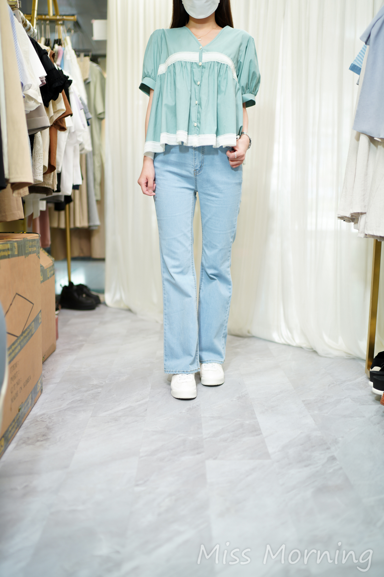 靚lace邊點綴小娃衫(14713)