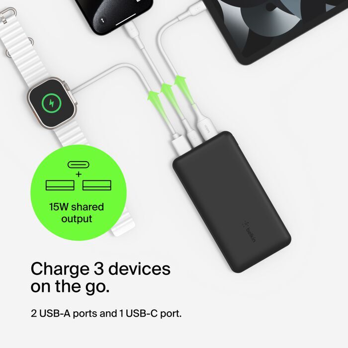 BoostCharge 便攜式行動電源 (10K / 附USB-A 至 USB-C 連接線)