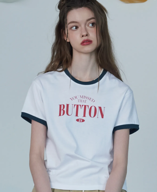 CPGN STUDIO / BUTTON CROP Ringerty T-shirt / White / JUL25