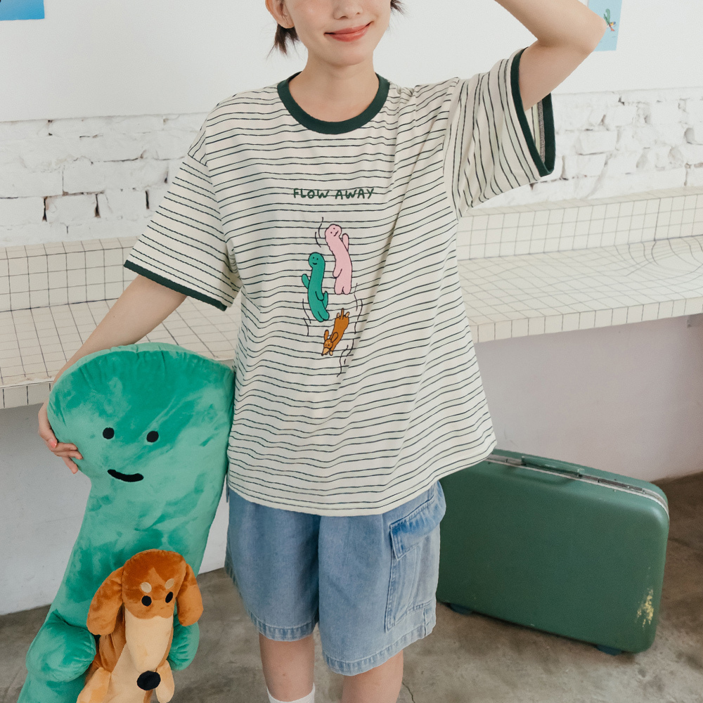 JOGUMAN floating stripe TEE【01190303】in stock+pre-order