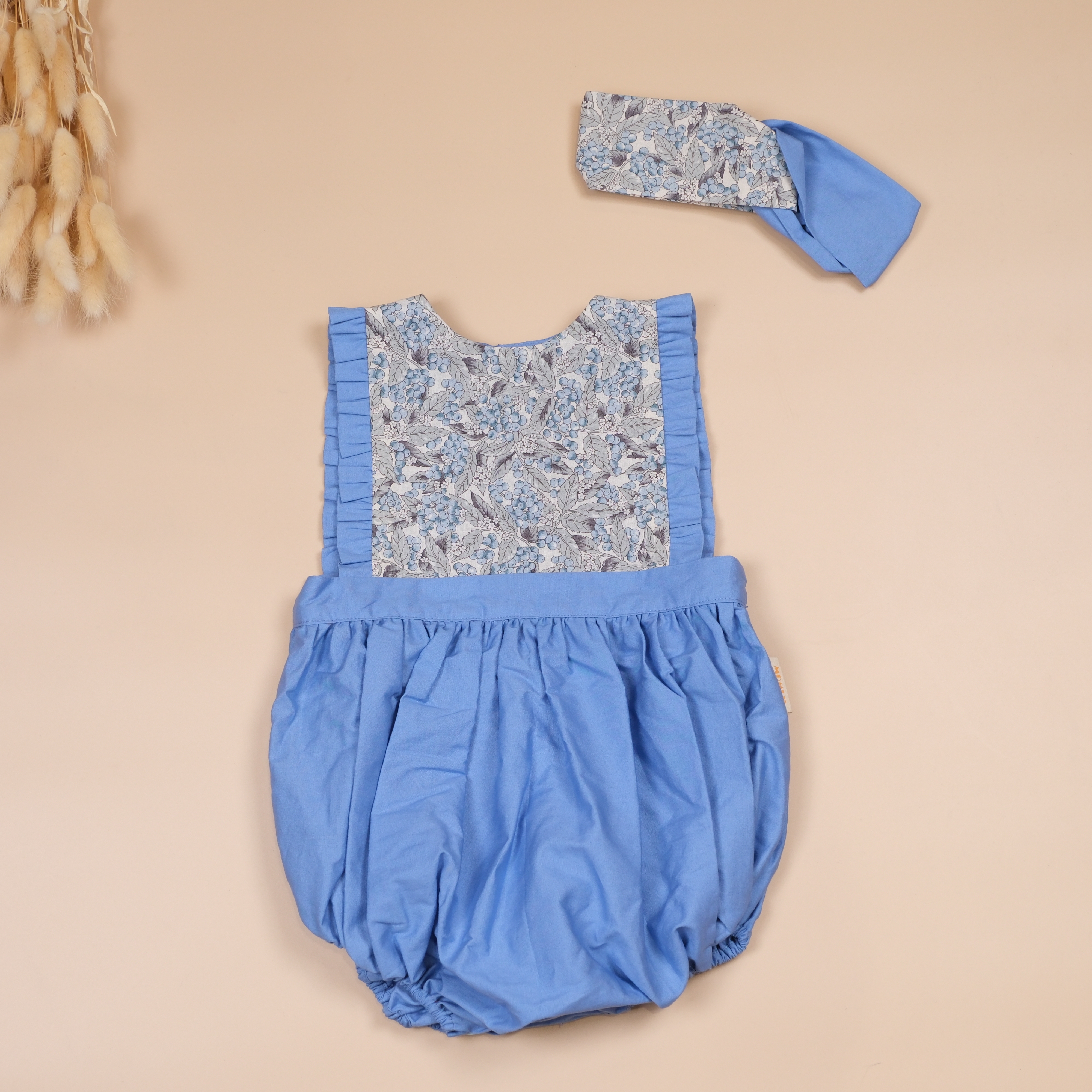 耳畔花語系列 ❋ 藍色果莓 ❋ 手作嬰幼兒無袖包屁衣