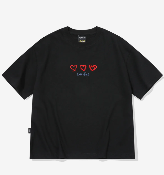 CPGN STUDIO / Caroline 愛心刺繡短款短袖T恤 /黑色 / JUL25