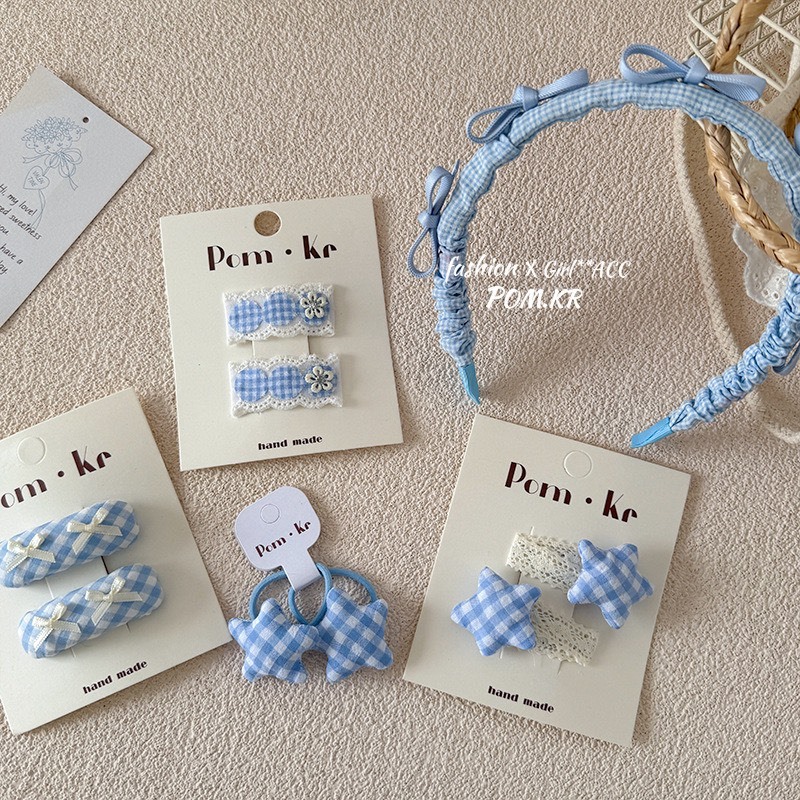 藍白格子系列髮夾