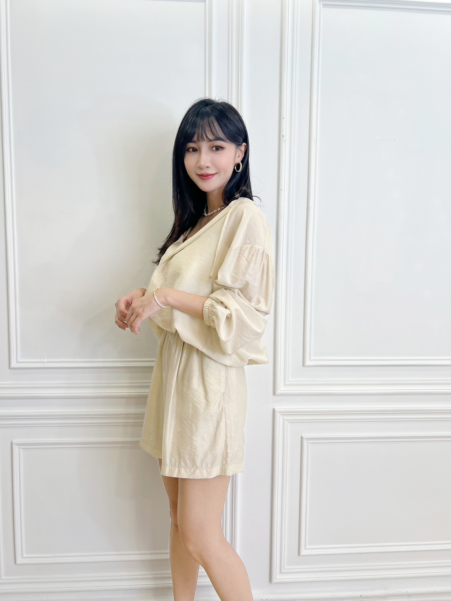 絲光連帽防曬外套短褲SET