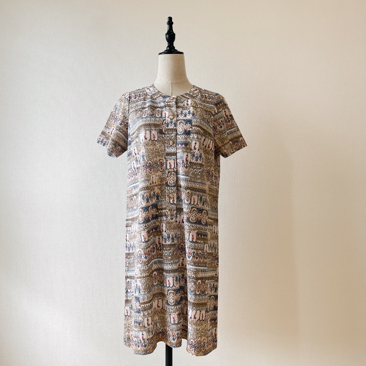 文青風民族圖案古著連身裙