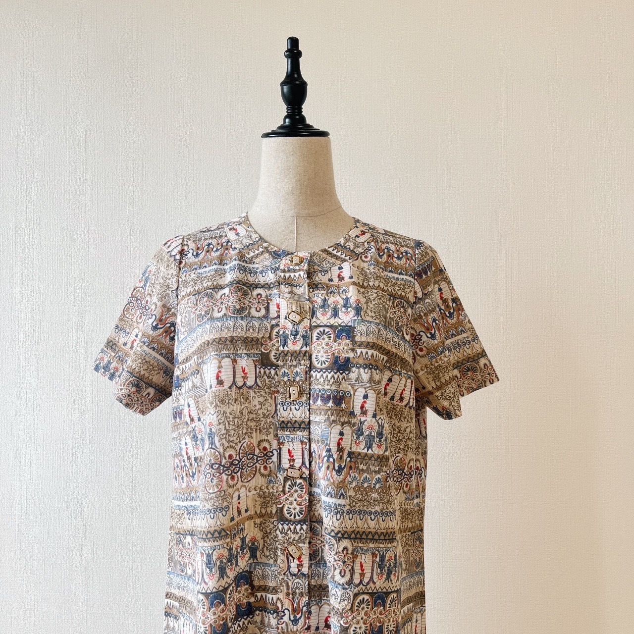 文青風民族圖案古著連身裙