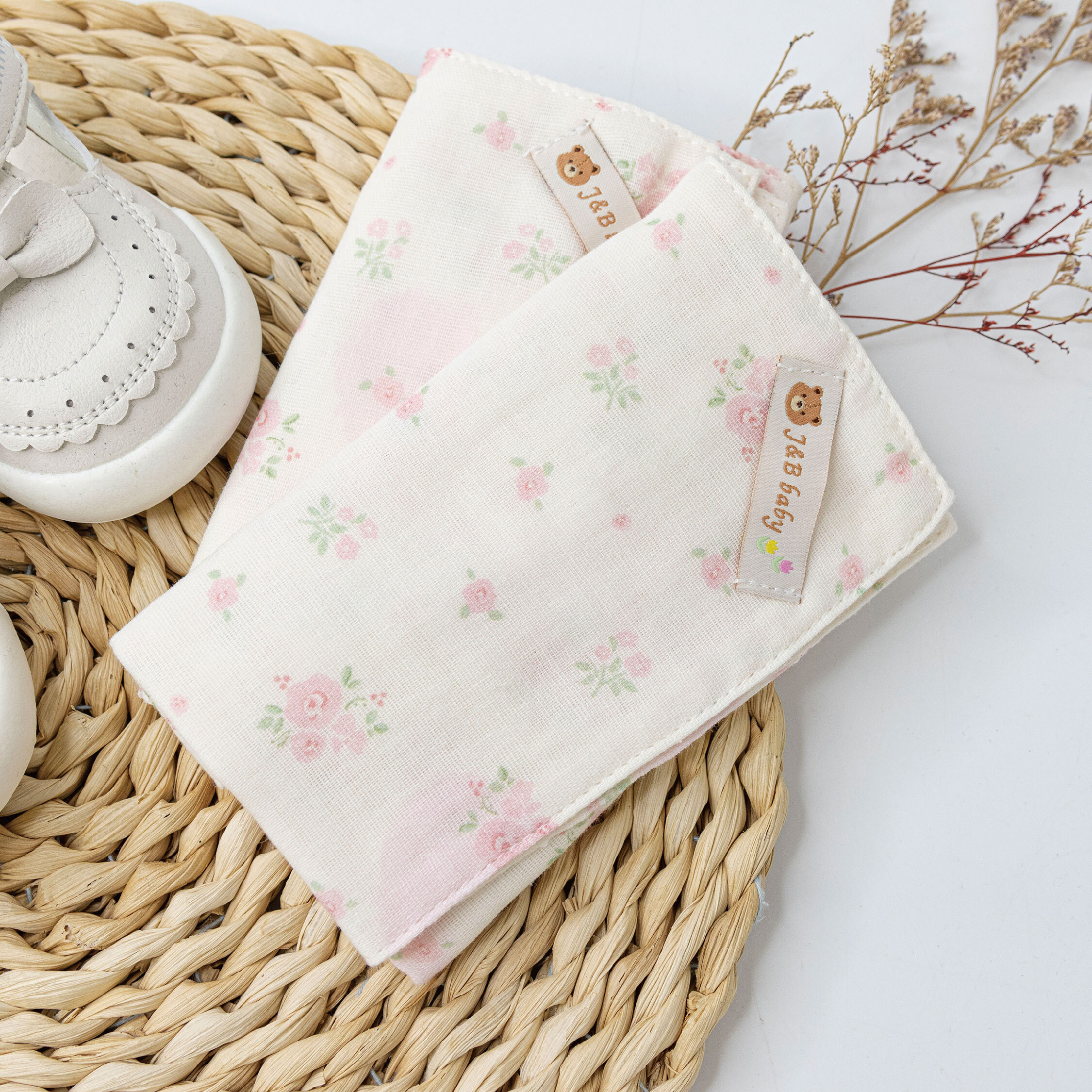 【JB0477】MIT水彩花漾四層純棉手帕(二入一組)＊四款