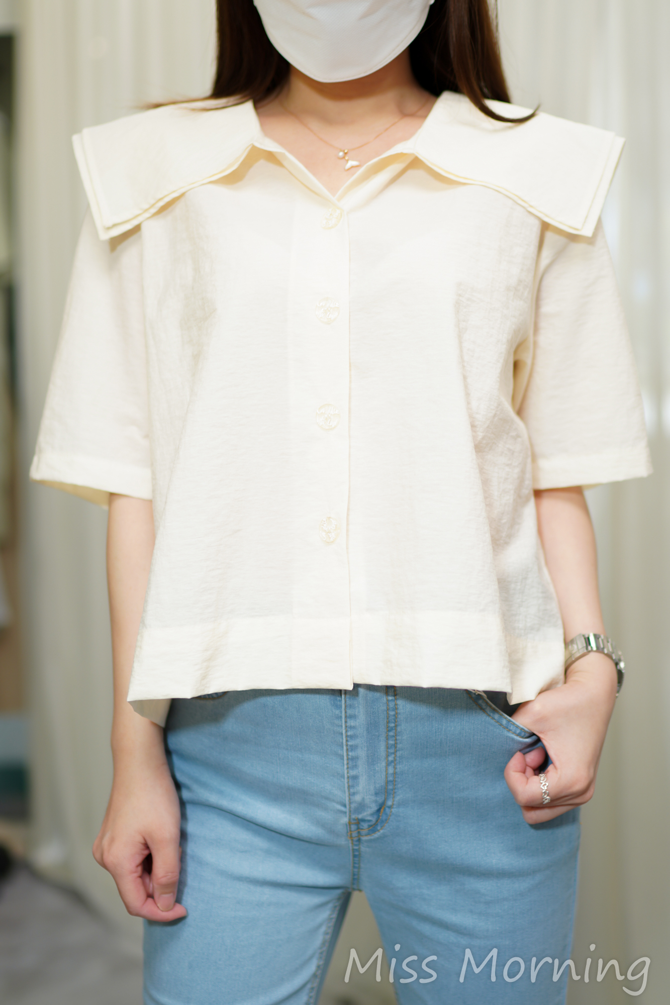 水手領風衣料上衣(14714)