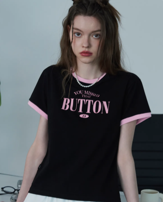 CPGN STUDIO / BUTTON CROP Ringerty 短袖T恤 /黑色 / JUL25