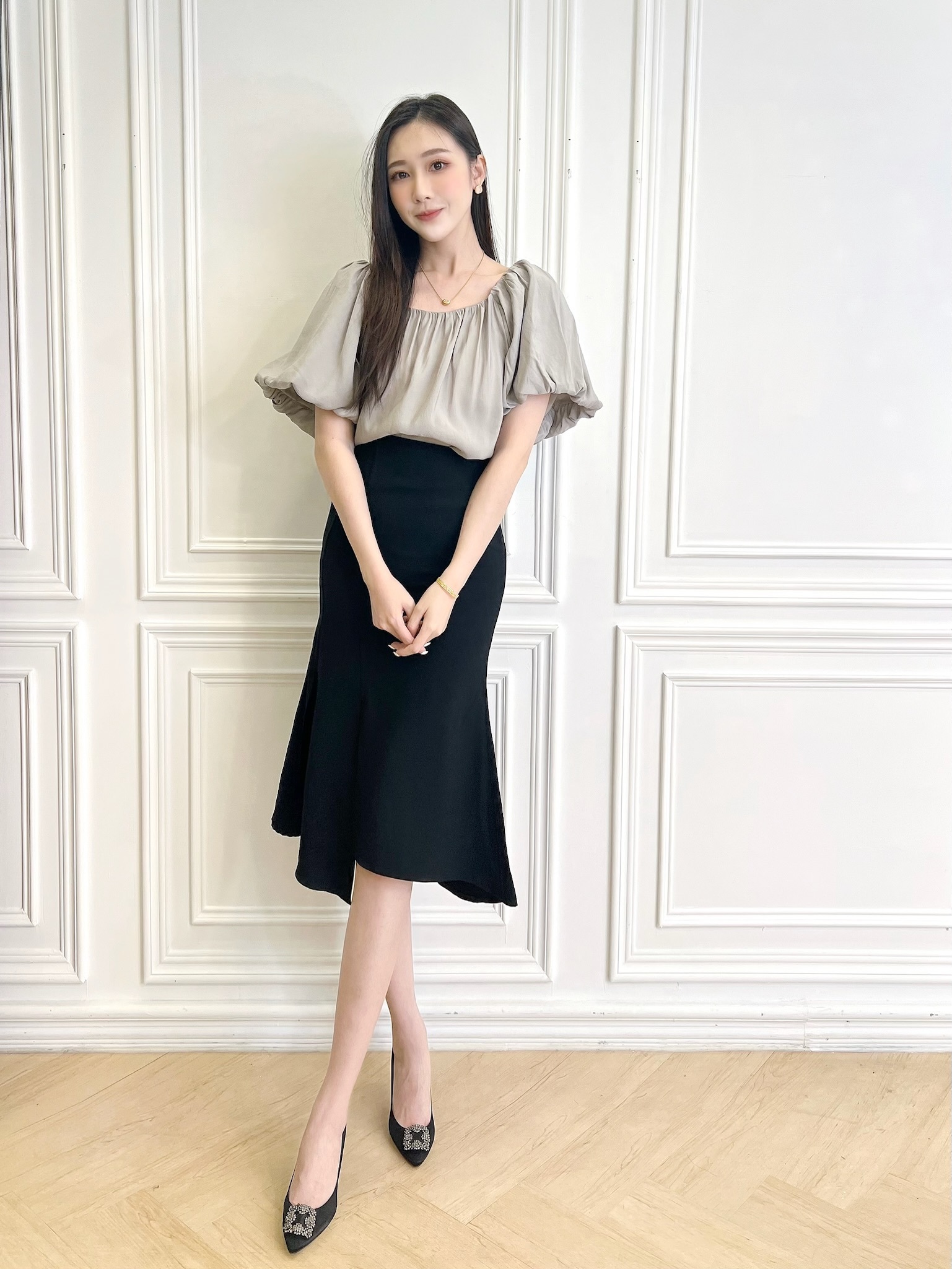 不規則下擺修身魚尾裙