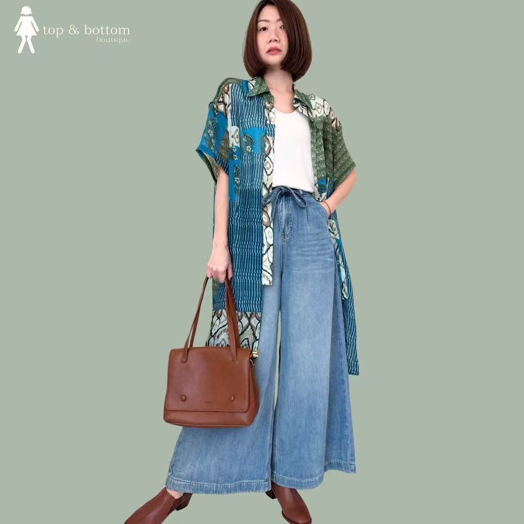 TIE-STRING WAISTED WIDE LEG JEANS