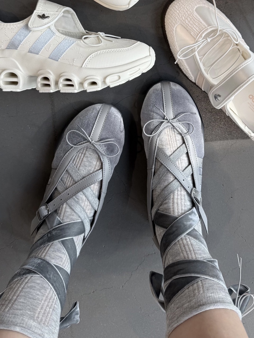 ADIDAS TAEKWONDO MEI BALLET 絲絨灰 天鵝絨 灰 炭灰 芭蕾風 芭蕾舞鞋 瑪莉珍鞋 女鞋 JR4487 / 預購