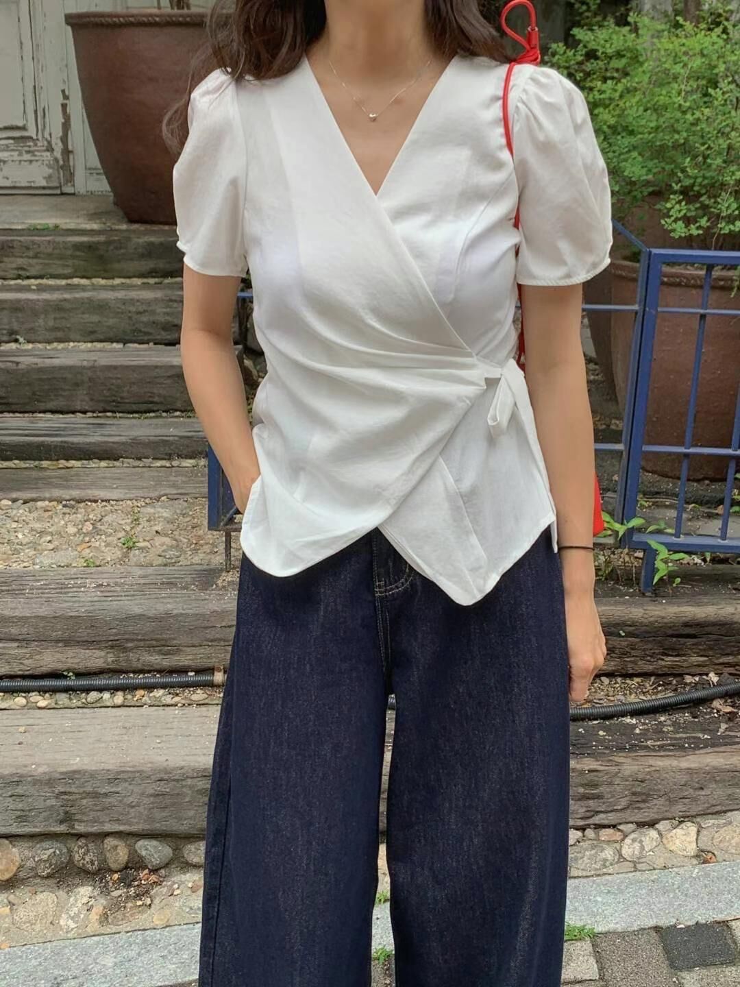 Irregular rope detail blouse