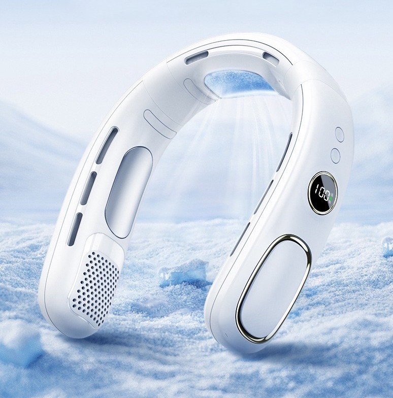 【夏季涼爽企劃】 大風力半導體製冷 掛脖風扇 LED顯示(多段調節/空調風扇/掛頸風扇/涼感/隨身/掛頸/頸掛)