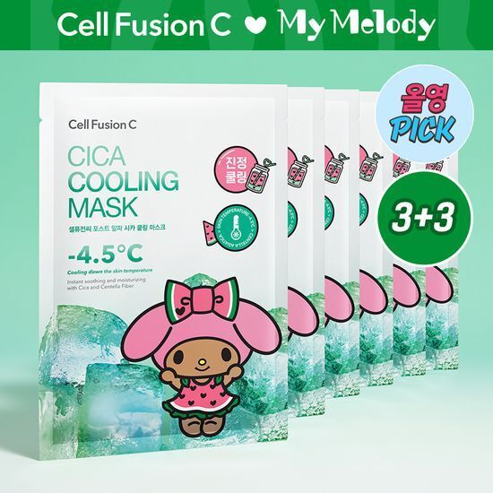 [Olive Young x Sanrio] Cell Fusion C 積雪草冰鎮舒緩面膜 3+3片
