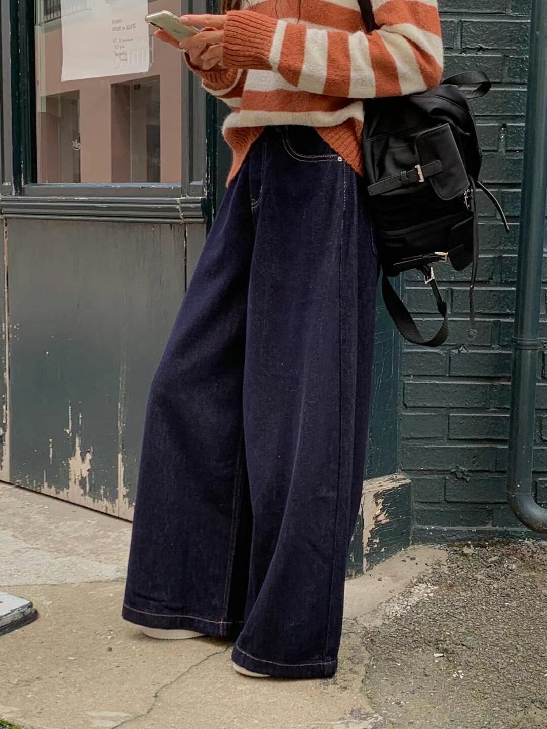 Vintage topstitching denim jeans