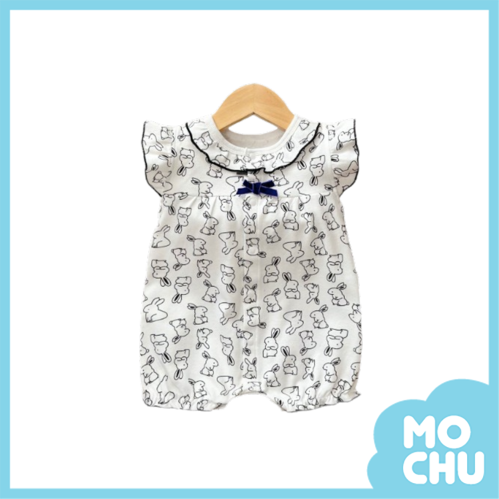 白底兔子飛袖連身衣