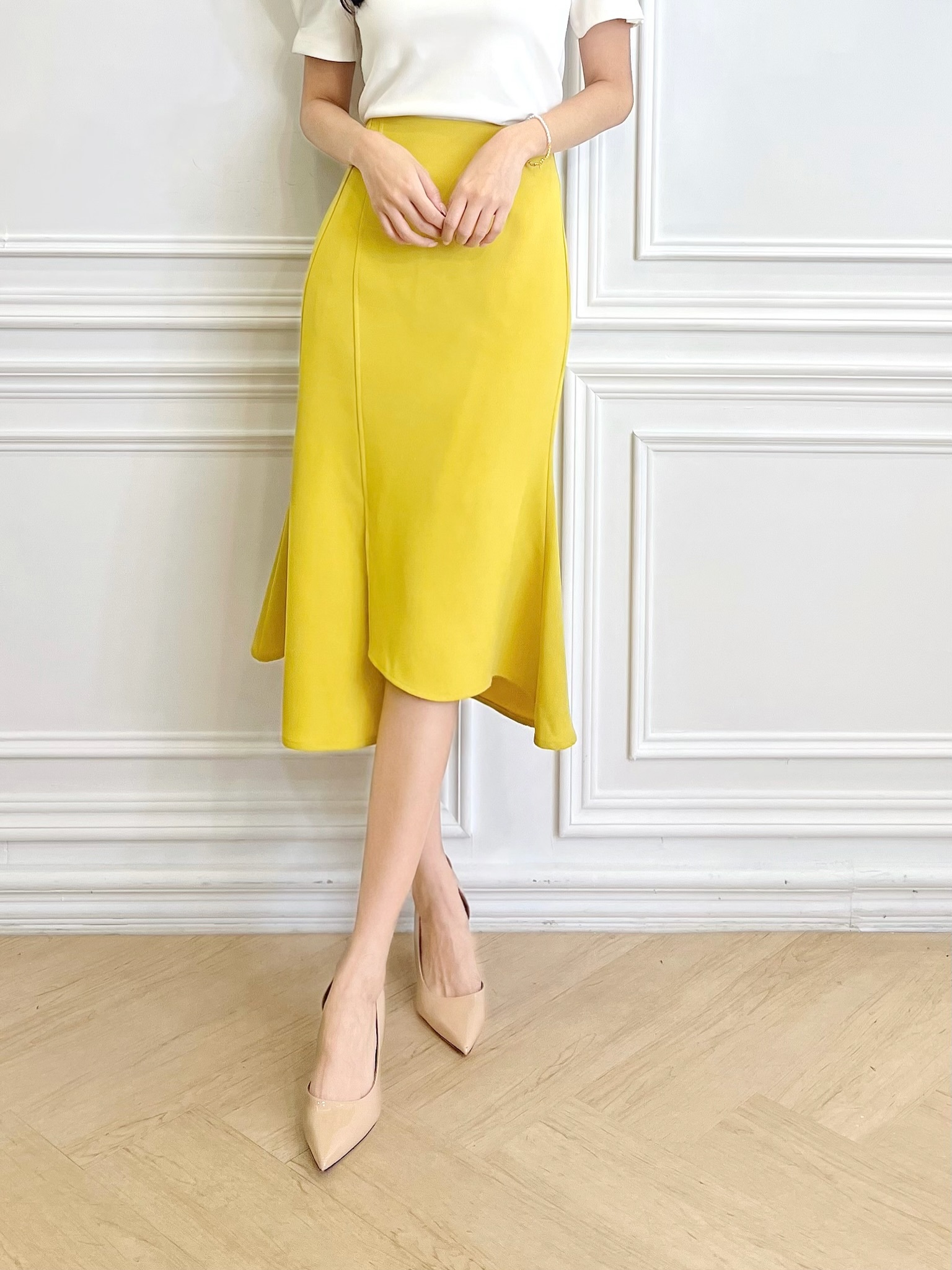 不規則下擺修身魚尾裙