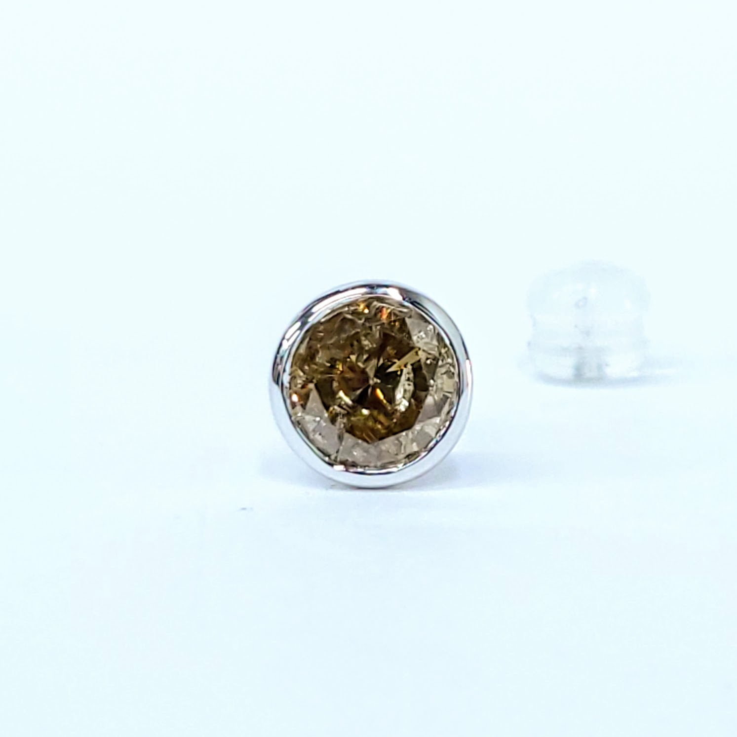 18K White Gold 1.36ct Fancy Brown Diamond Single Earring