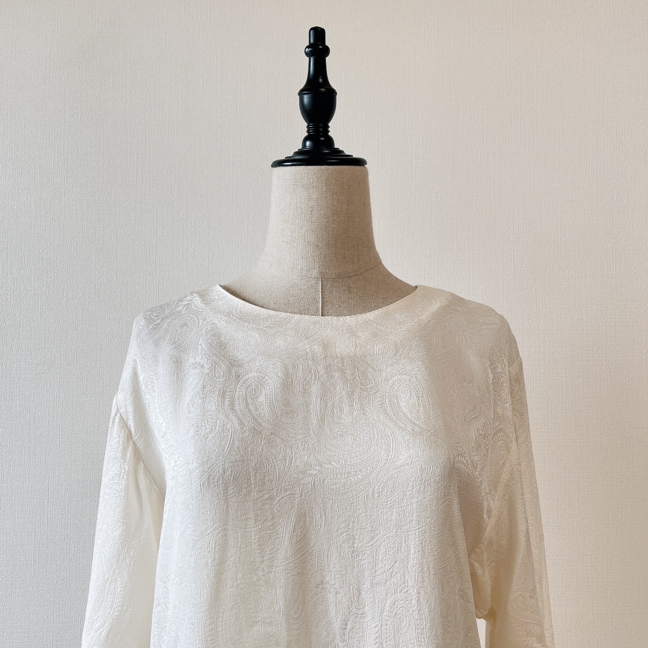 米色圓領腰果花古著上衣