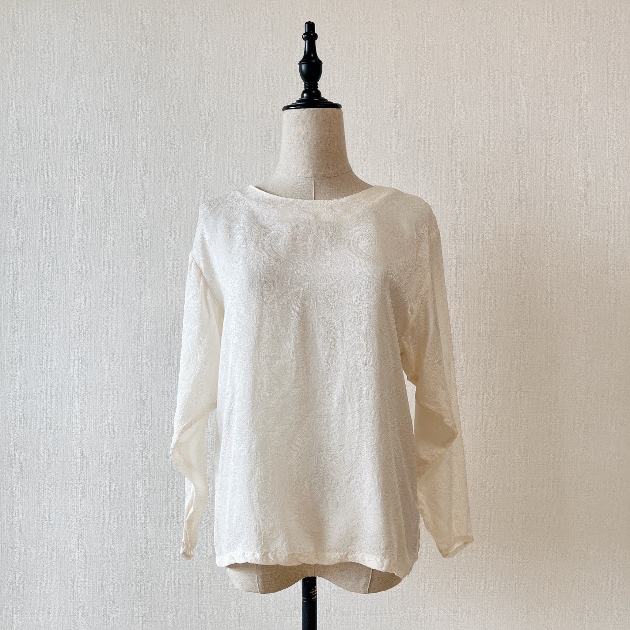 米色圓領腰果花古著上衣