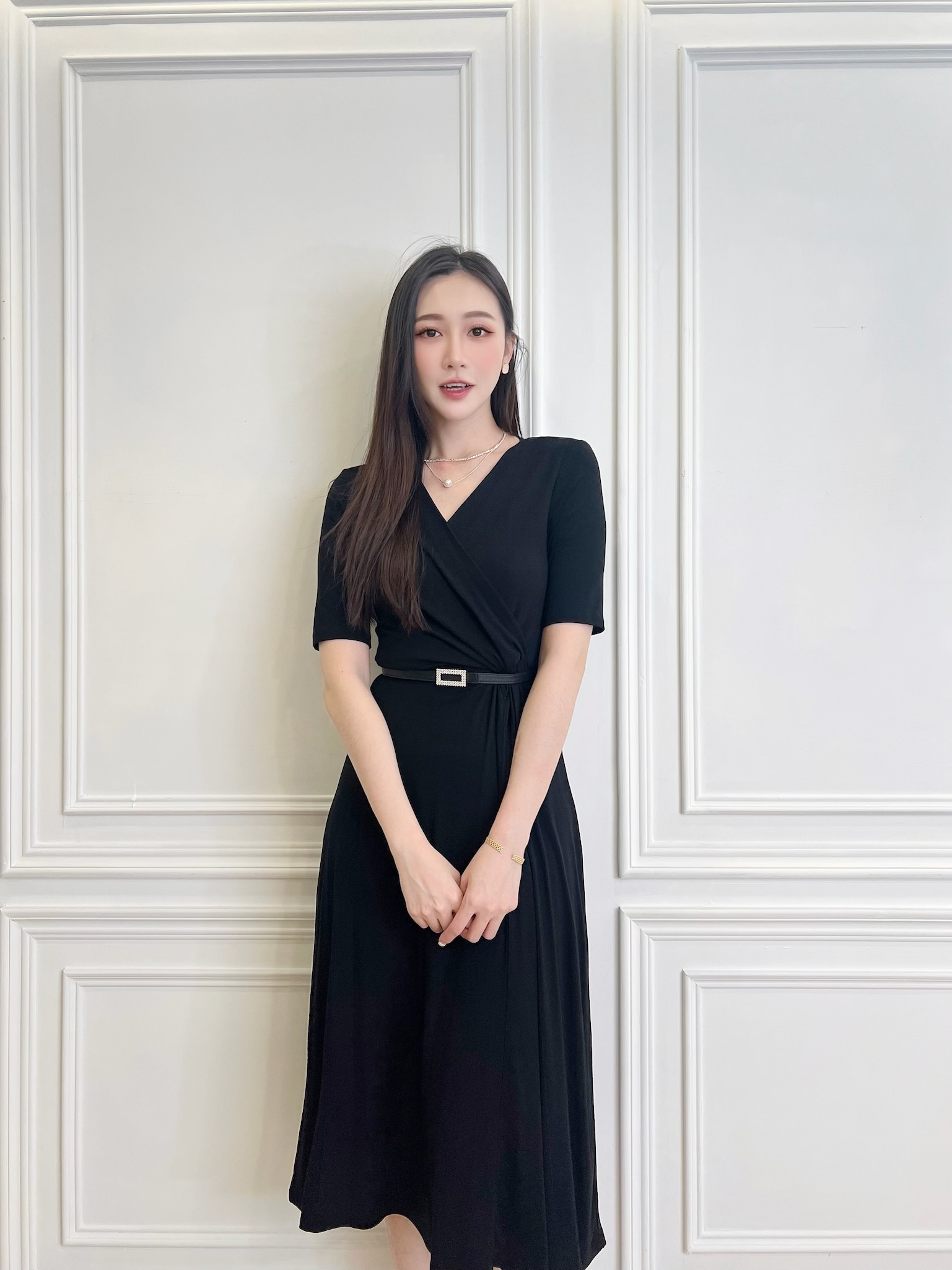 (極致舒適!)棉料V領扭結洋