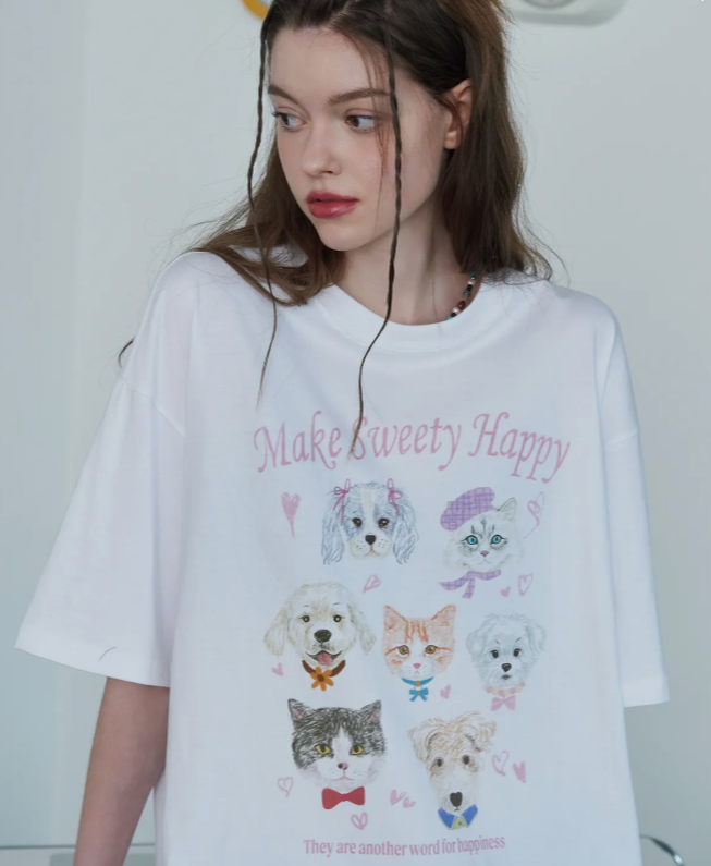 CPGN STUDIO / DTP Make sweety Happy 短袖T恤 / 白色 / JUL25