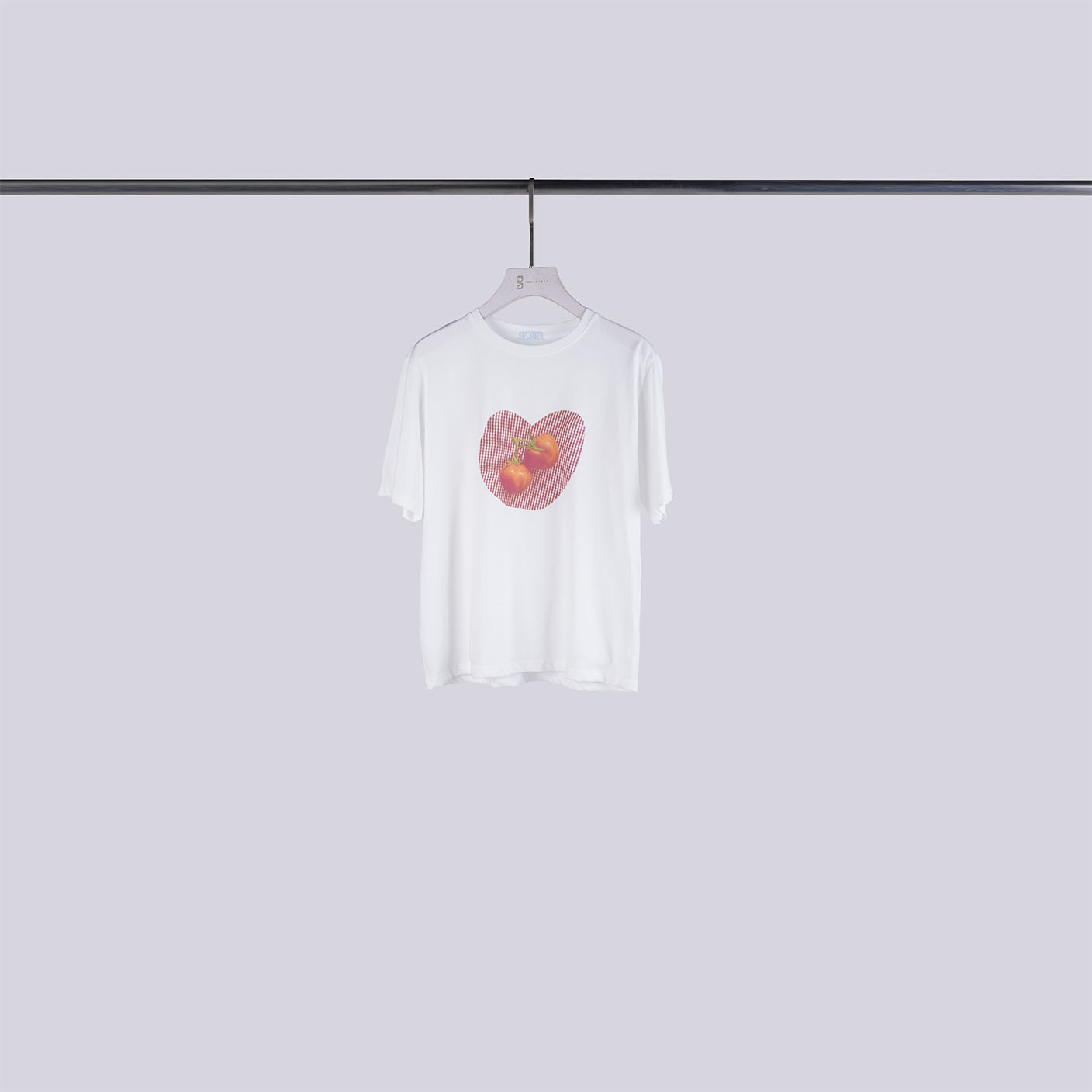 2顆番茄格紋愛心T | 百搭白