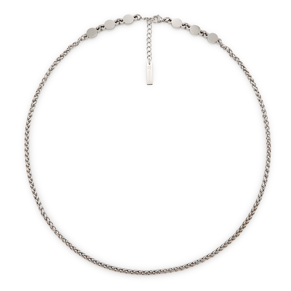 MASSA-G【荷米斯之鍊】6顆金屬鍺錠白鋼項鍊(3MM)