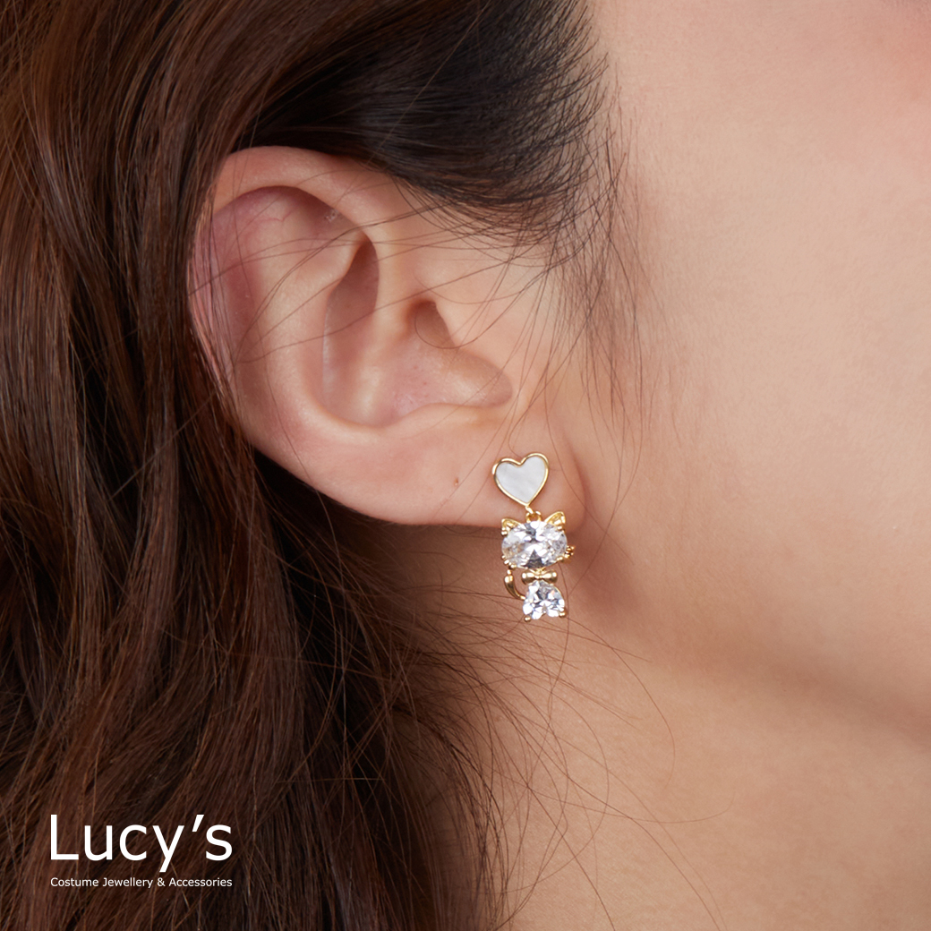 純愛小貓 耳環 (二色) (123677/123678)