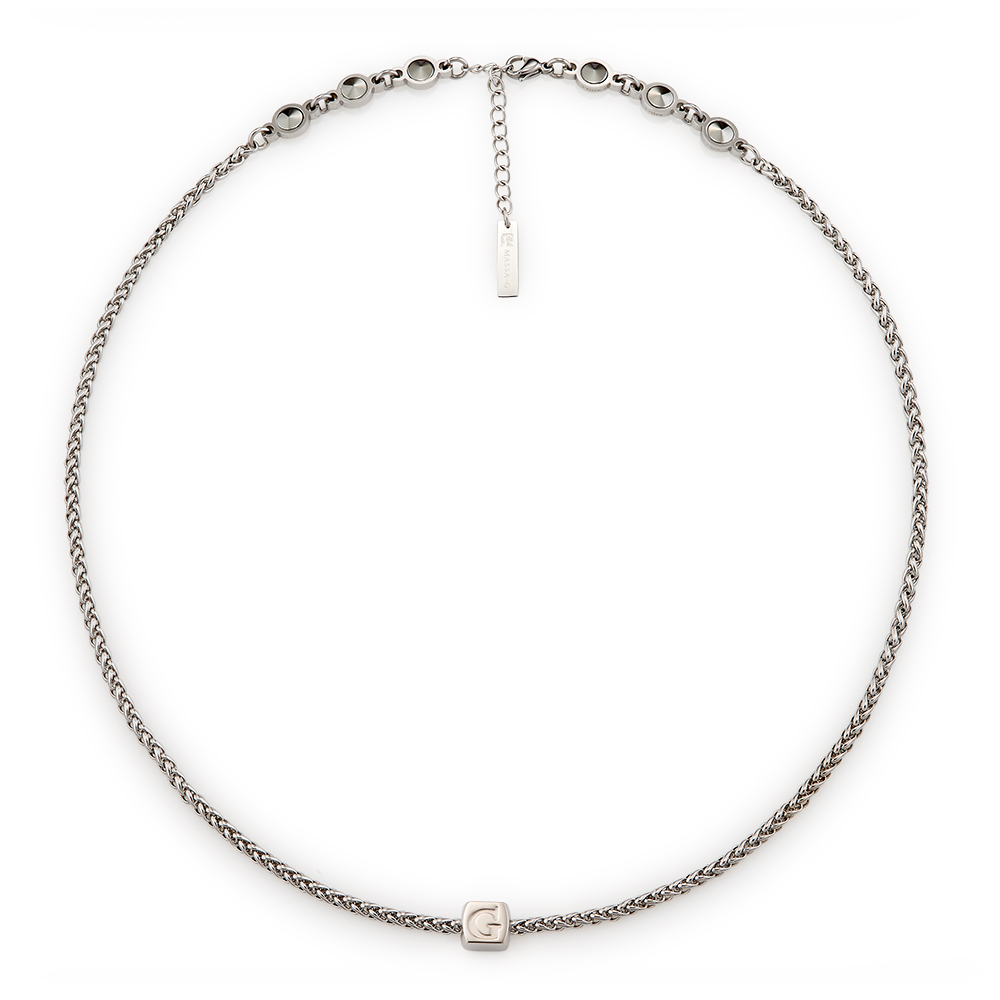 MASSA-G【荷米斯之鍊】6顆金屬鍺錠白鋼項鍊(3MM)(1個字母)