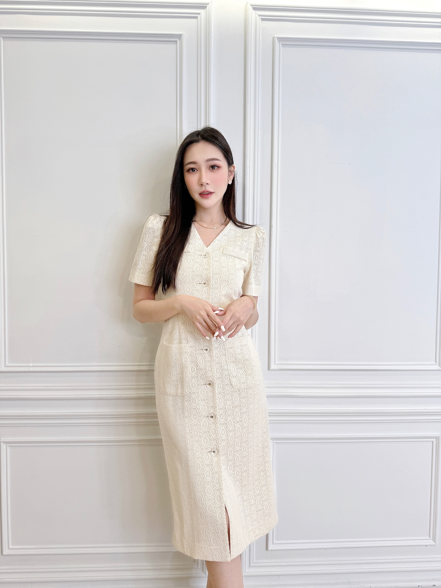 細緻典雅短袖合身洋