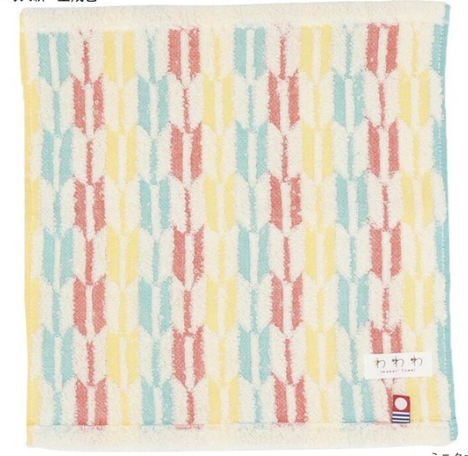 日本今治x小町矢絣方巾(自然色) 25x25 (日本製)
