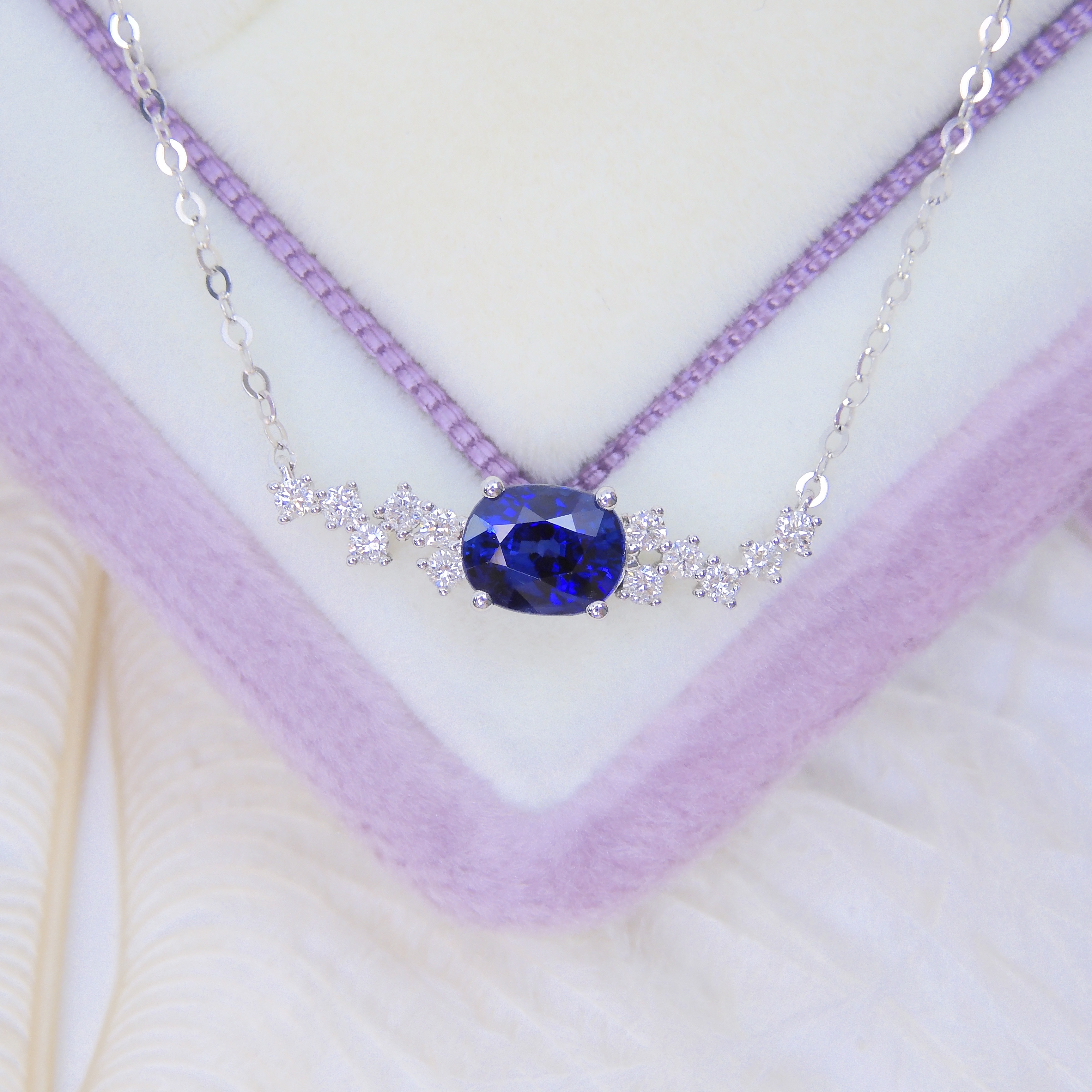 18K金 1.15ct 藍寶石項鏈 (配證書)