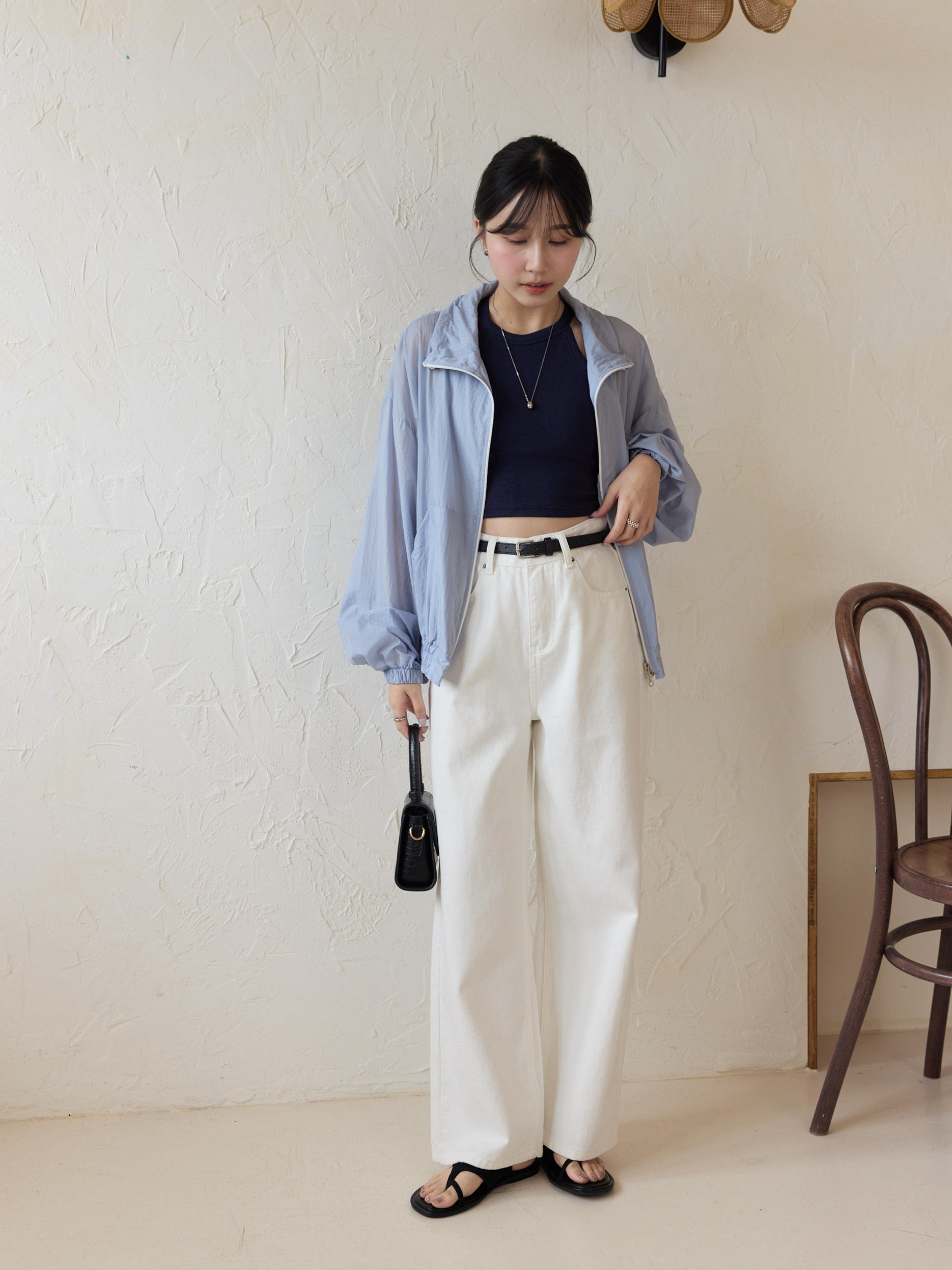 輕薄皺感拉鍊外套