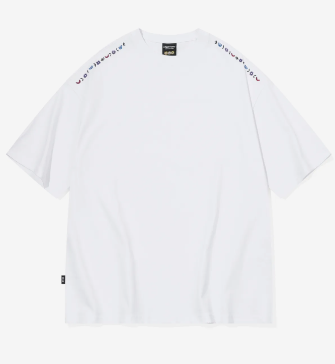 CPGN STUDIO / 肩部鏽花圖案短袖T恤 / 白色 / JUL25