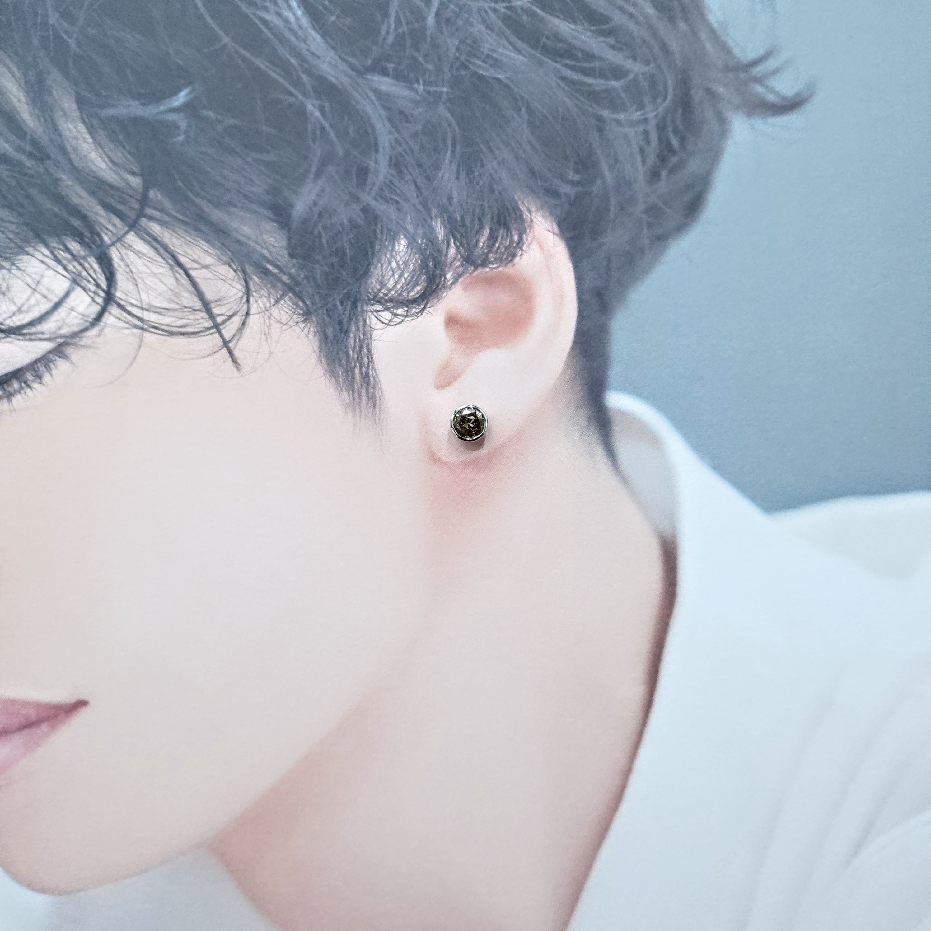 18K White Gold 1.36ct Fancy Brown Diamond Single Earring