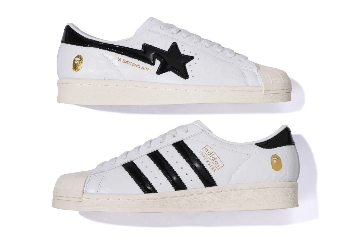 A BATHING APE® x adidas Superstar BAPE 白黑 猿人 貝殼頭 JR2701