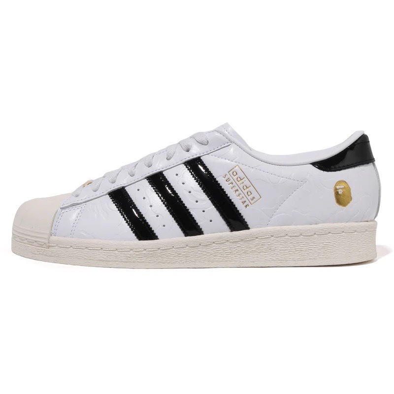 A BATHING APE® x adidas Superstar BAPE 白黑 猿人 貝殼頭 JR2701