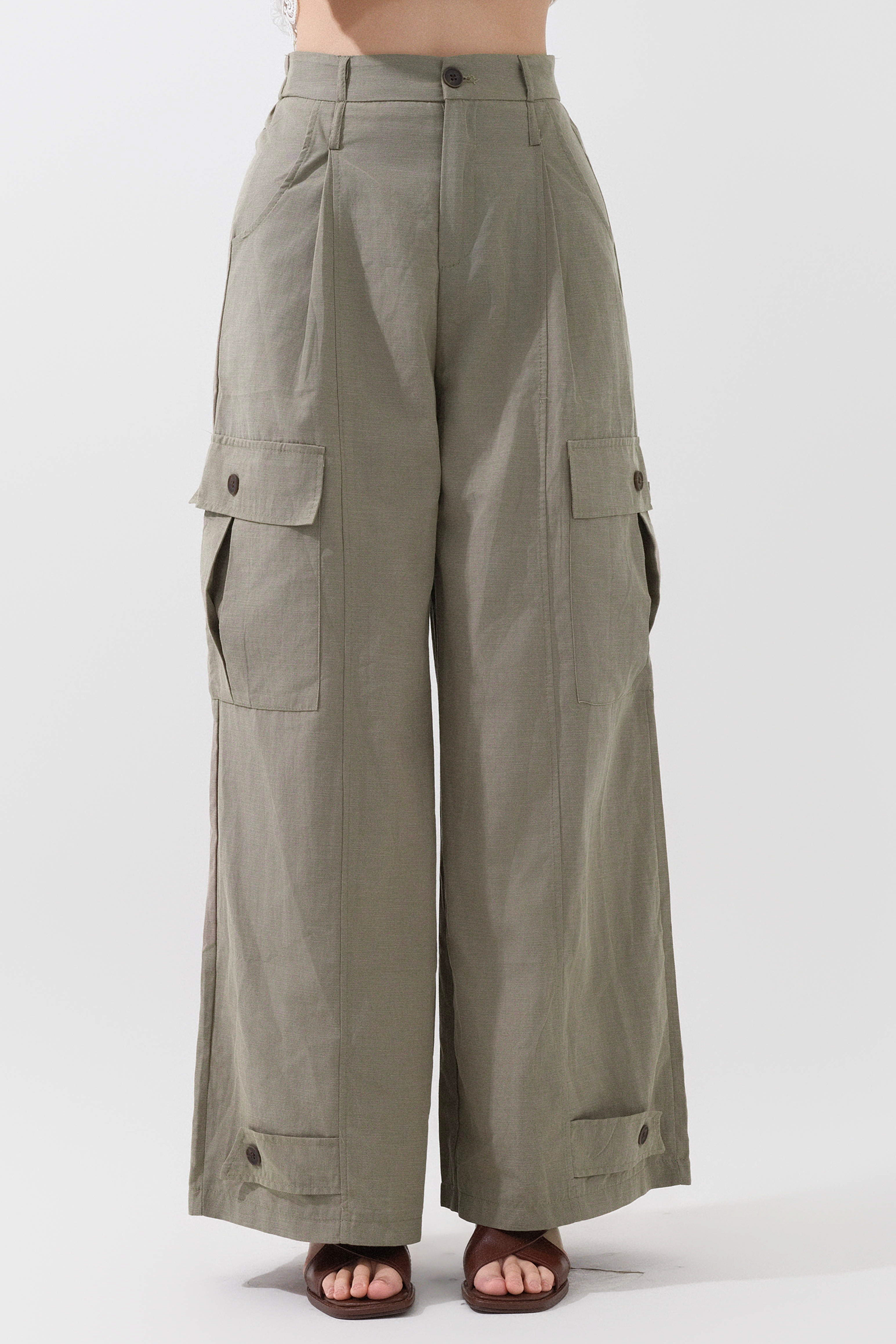 麻棉軍裝闊褲 (*現貨款式）