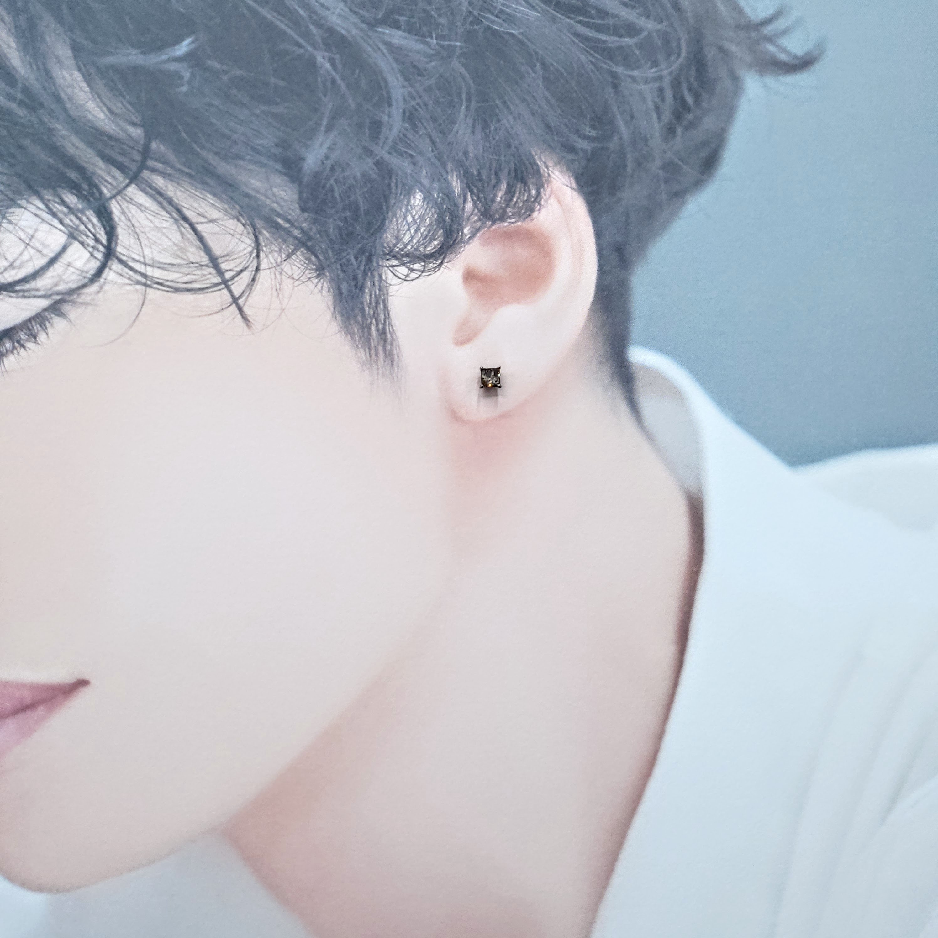 18K Black Gold 0.35ct Fancy Brown Princess Cut Diamond Single Earring