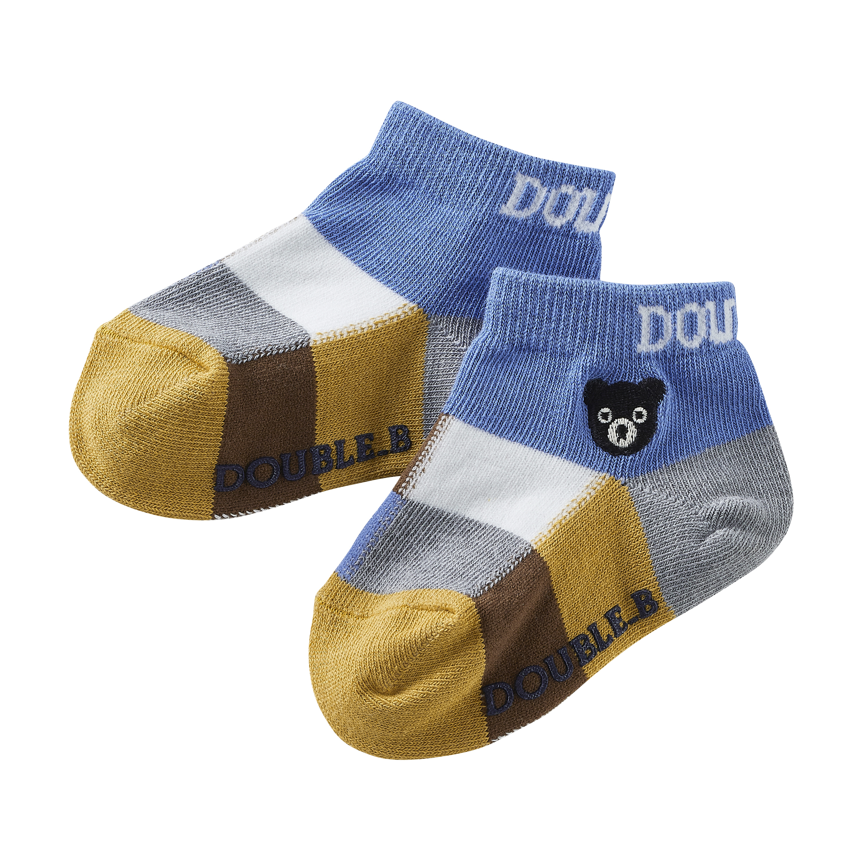 DOUBLE_B B君COOLMAX®吸汗速乾拼色短襪-藍