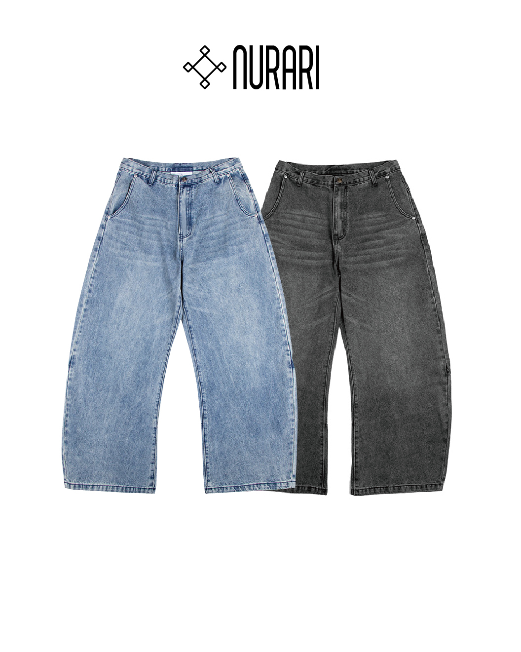 Nurari 水洗牛仔彎刀褲 水洗藍/水洗黑 25 S/S Em. Washed denim scimitar pants