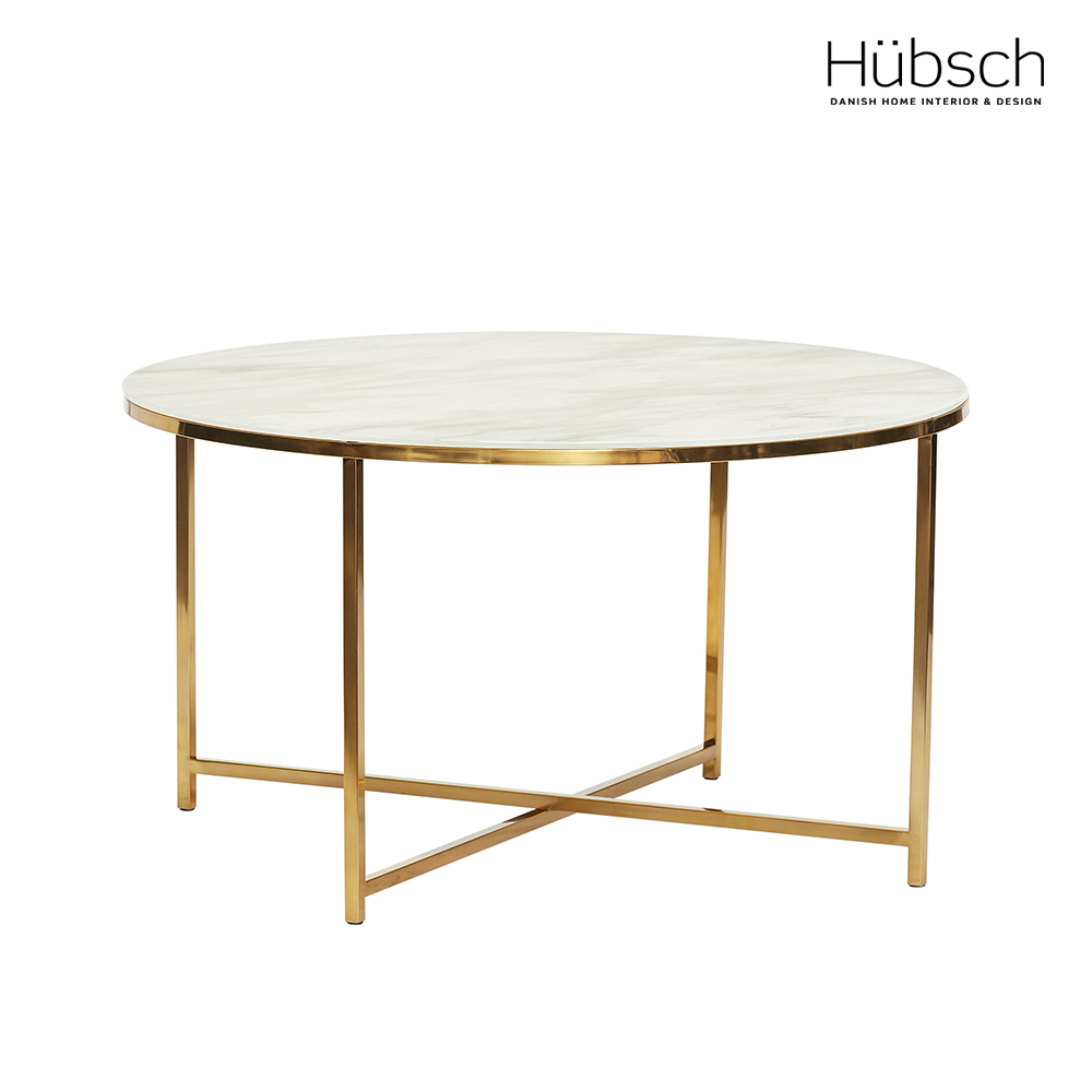 Hübsch-Pond大理石紋玻璃輕奢華時尚茶几桌